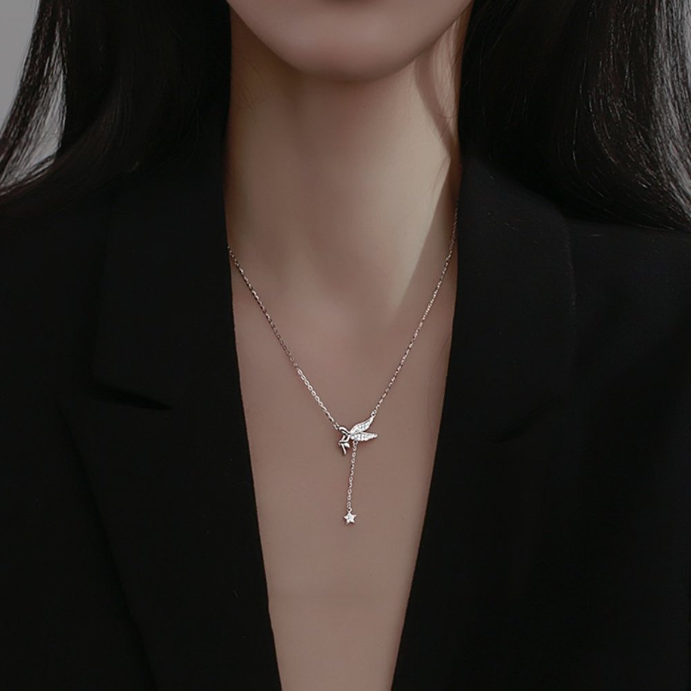 NEW Silver Gold Wings Girl Necklace